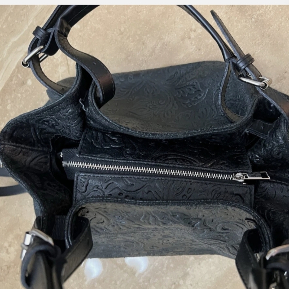 Isadora Italy ♣️Embossed Leather Tote Shoulderbag Crossbody ♣️ - Picture 4 of 15